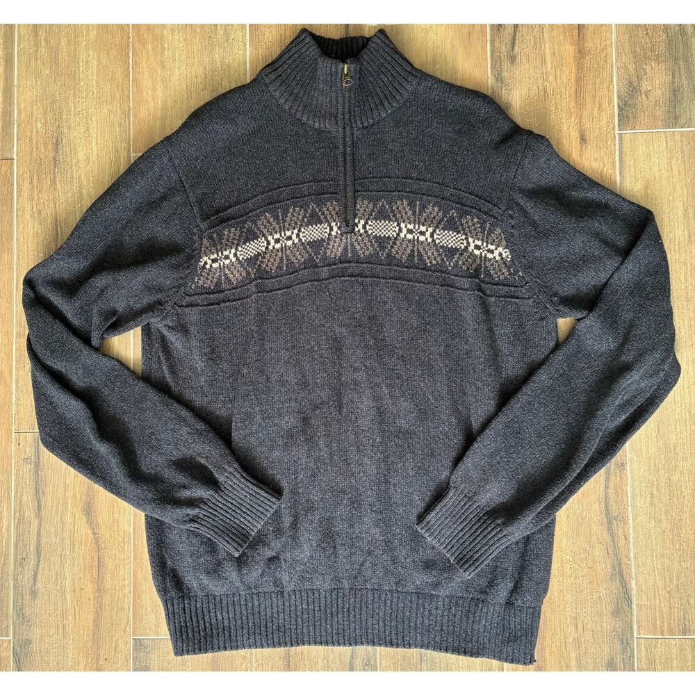 Vintage Northcrest Classic Quarter Zip Knit Sweater 100% Cotton Men's Large